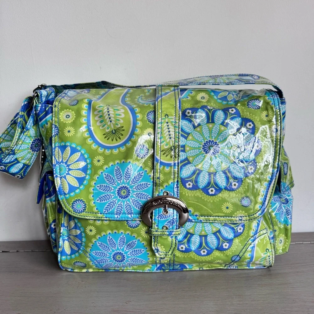 Kalencom New Orleans Paisley Diaper Bag NEW Laminated Fabric Tote Blue‎ Green